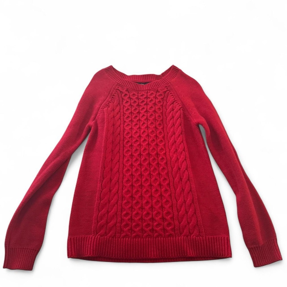 GAP Women's Vibrant Red Cable Knit Sweater